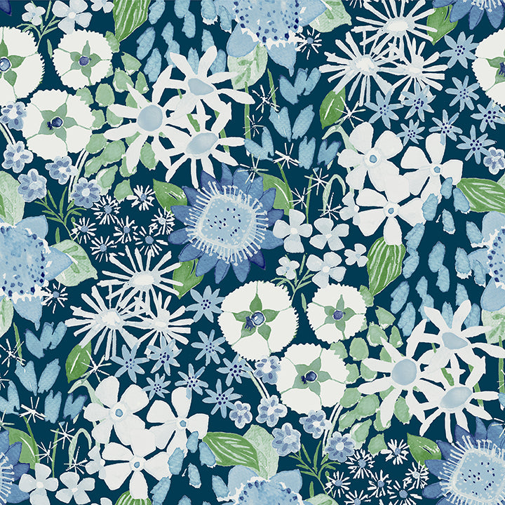 karina-blue-wildflower-garden-wallpaper-york-wallcoverings-4066-26524 - York Wallcoverings Wallpaper