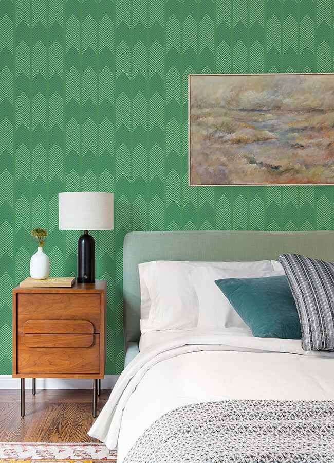Nyle Green Chevron Stripes Wallpaper - York Wallcoverings - 4066-26525 - York Wallcoverings Wallpaper