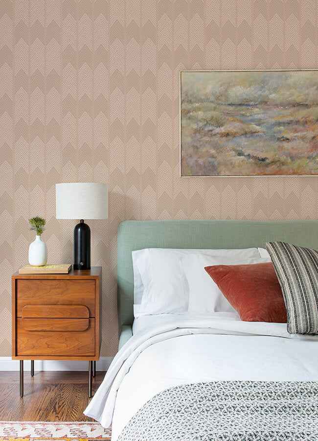 Nyle Blush Chevron Stripes Wallpaper - York Wallcoverings - 4066-26528 - York Wallcoverings Wallpaper