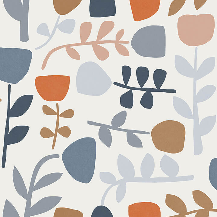 juni-orange-abstract-tulips-wallpaper-york-wallcoverings-4066-26535 - York Wallcoverings Papel pintado