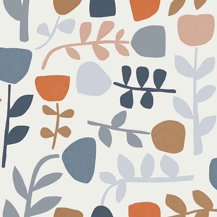 Juni Orange Abstract Tulips Wallpaper - York Wallcoverings - 4066-26535 - York Wallcoverings Wallpaper