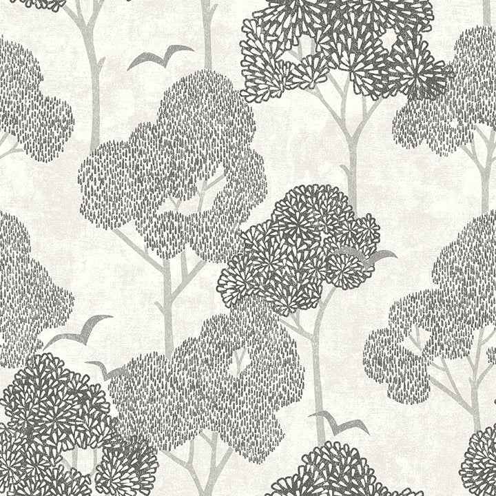 Lykke Black Textured Tree Wallpaper - York Wallcoverings - 4066-26541 - York Wallcoverings Wallpaper