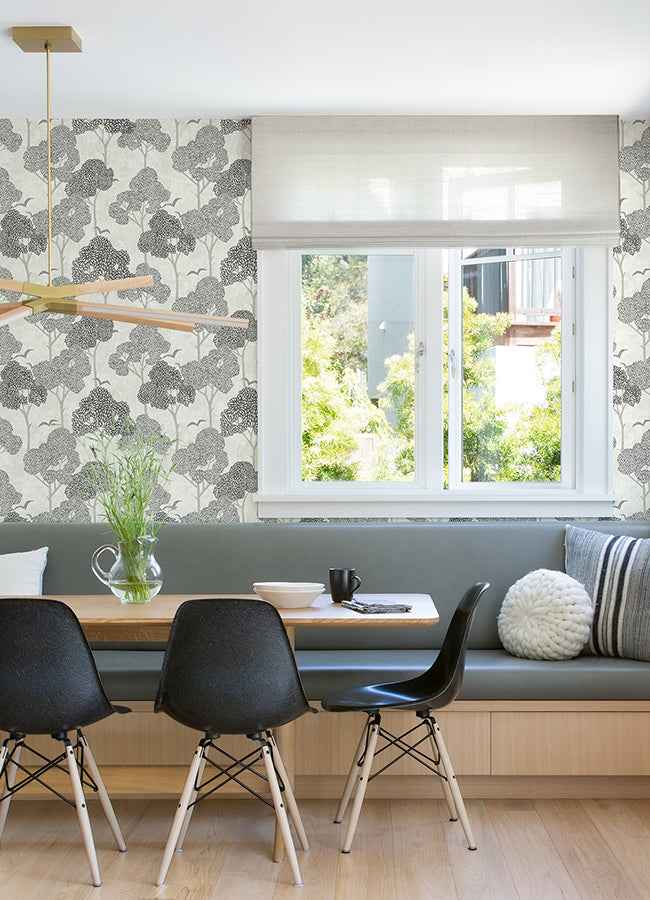 Lykke Black Textured Tree Wallpaper - York Wallcoverings - 4066-26541 - York Wallcoverings Wallpaper