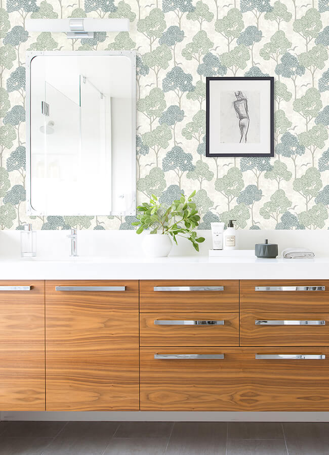 lykke-green-textured-tree-wallpaper-york-wallcoverings-4066-26542 - York Wallcoverings Papel pintado