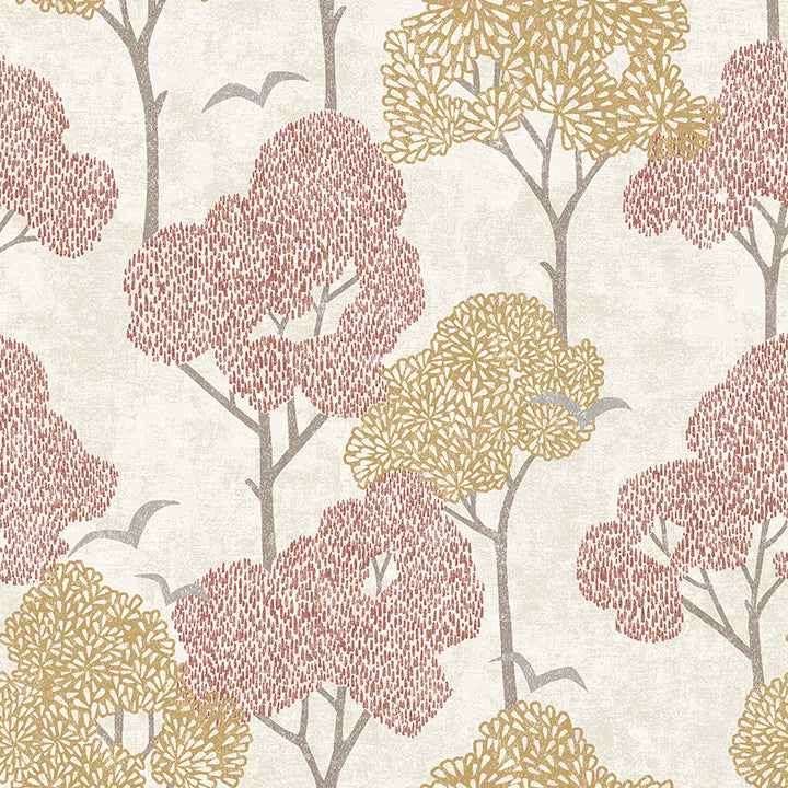 lykke-coral-textured-tree-wallpaper-york-wallcoverings-4066-26544 - York Wallcoverings Wallpaper