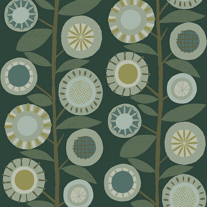 sisu-evergreen-floral-geometric-wallpaper-york-wallcoverings-4066-26551 - York Wallcoverings Papel pintado