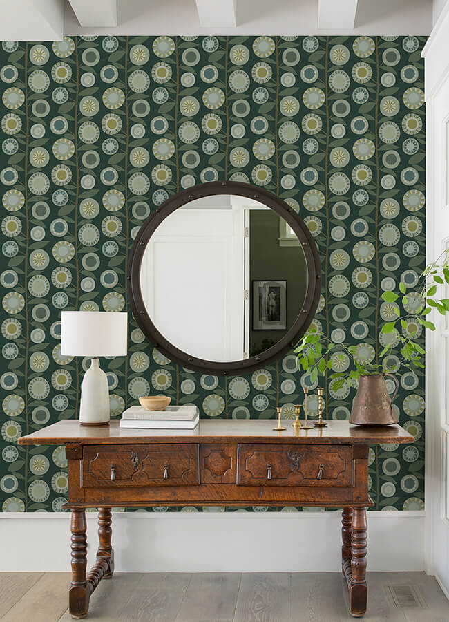 sisu-evergreen-floral-geometric-wallpaper-york-wallcoverings-4066-26551 - York Wallcoverings Papel pintado