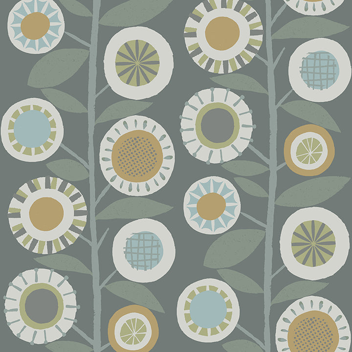 sisu-grey-floral-geometric-wallpaper-york-wallcoverings-4066-26553 - York Wallcoverings Wallpaper