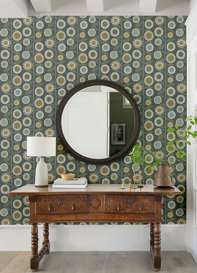 sisu-grey-floral-geometric-wallpaper-york-wallcoverings-4066-26553 - York Wallcoverings Wallpaper