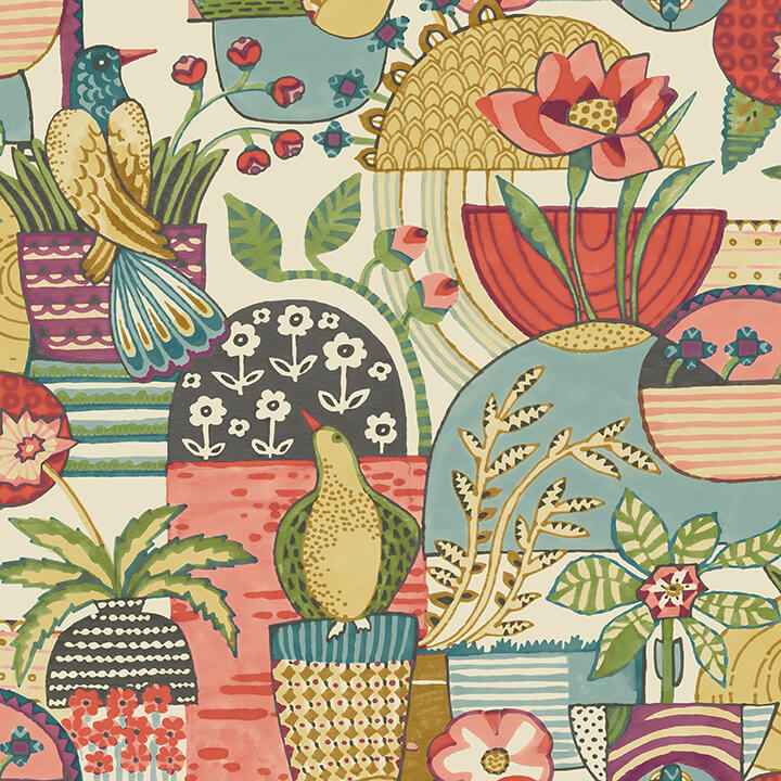 Fika Plum Blissful Birds & Blooms Wallpaper - York Wallcoverings - 4066-26558 - York Wallcoverings Wallpaper