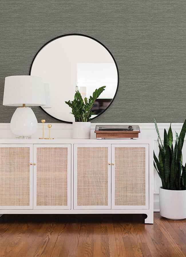 Malin Grey Faux Grasscloth Wallpaper - York Wallcoverings - 4066-26560 - York Wallcoverings Wallpaper