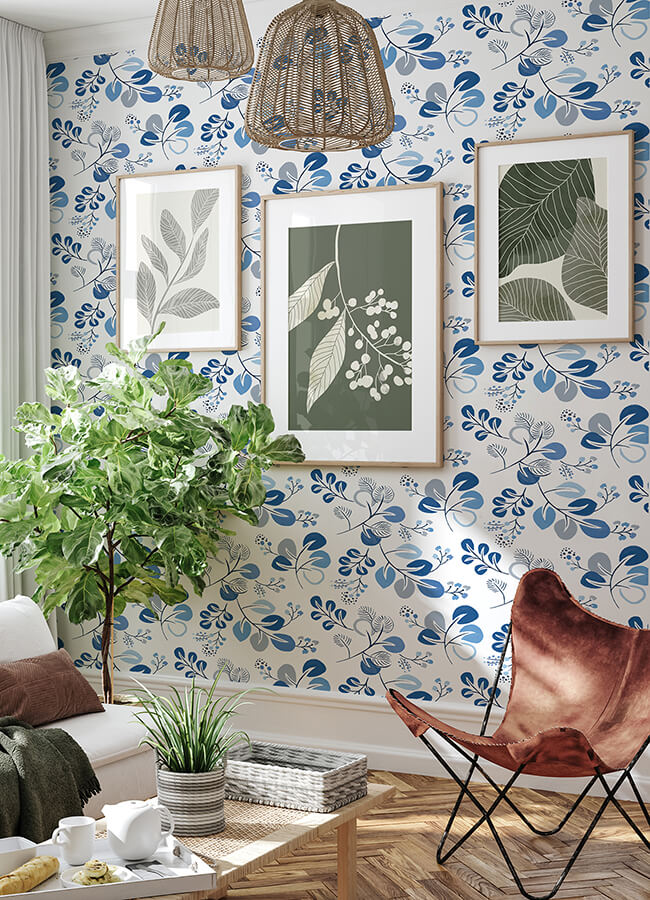 jonah-blue-leaf-trail-wallpaper-york-wallcoverings-4066-26566 - York Wallcoverings Wallpaper