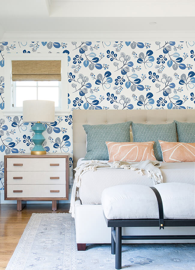 jonah-blue-leaf-trail-wallpaper-york-wallcoverings-4066-26566 - York Wallcoverings Wallpaper