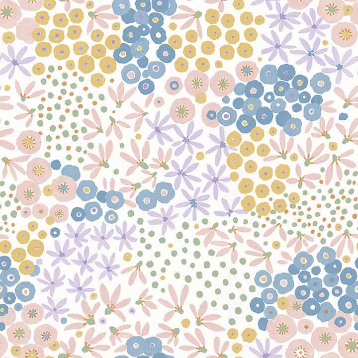 Floral Bunch Multi Bright Peel and Stick Wallpaper - York Wallcoverings - NUS4847 - York Wallcoverings Wallpaper