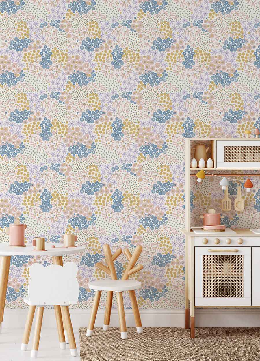 Floral Bunch Multi Bright Peel and Stick Wallpaper - York Wallcoverings - NUS4847 - York Wallcoverings Wallpaper