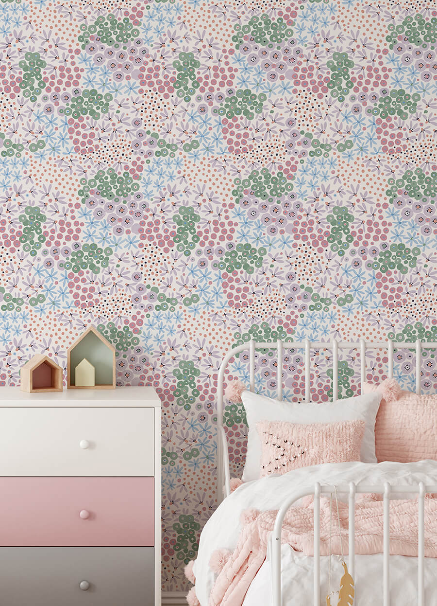floral-bunch-multi-cool-peel-and-stick-wallpaper-york-wallcoverings-nus4849 - York Wallcoverings Wallpaper