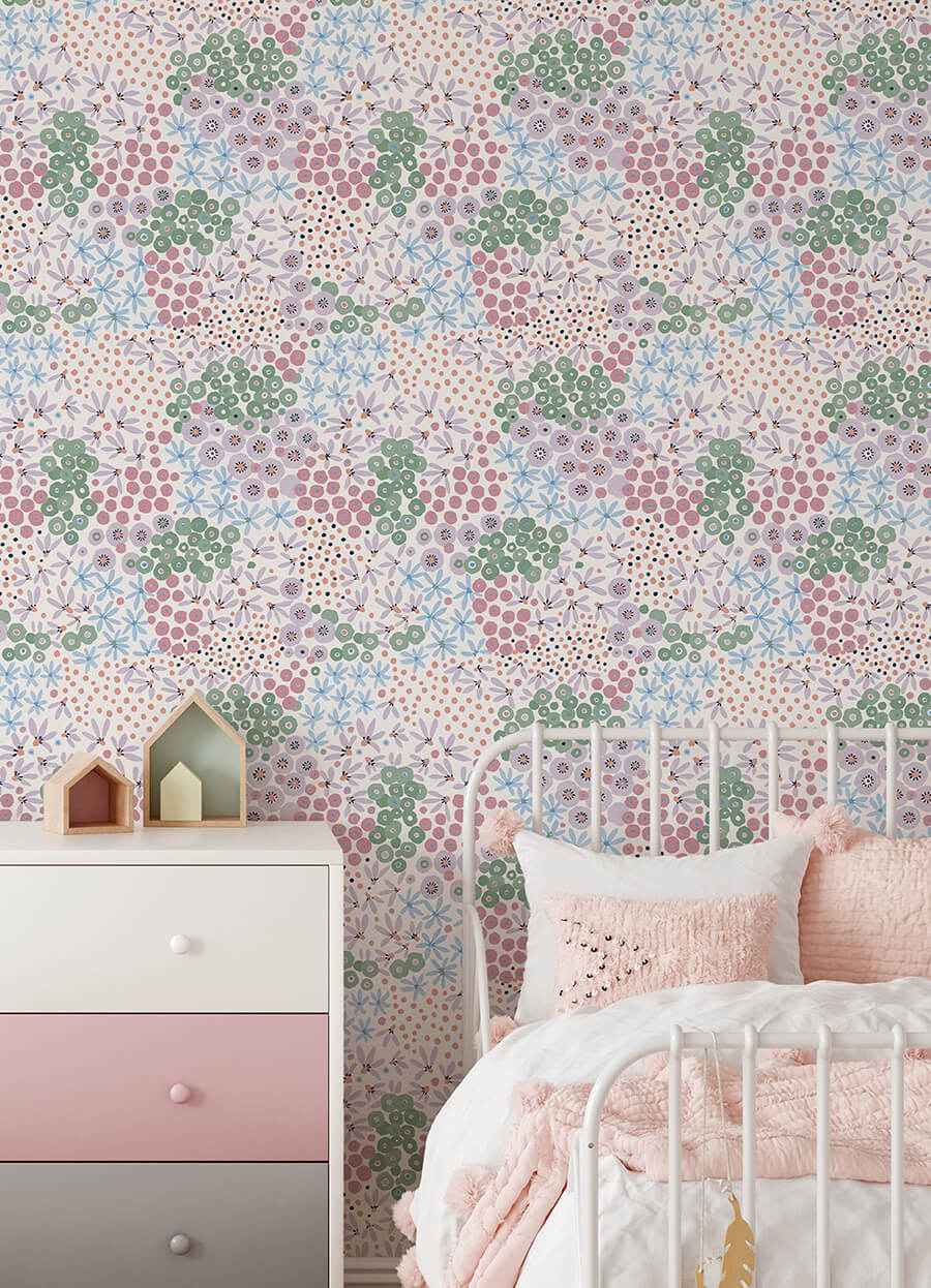 Floral Bunch Multi Cool Peel and Stick Wallpaper - York Wallcoverings - NUS4849 - York Wallcoverings Wallpaper