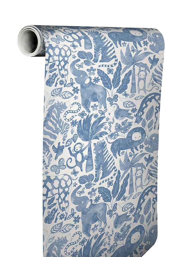 Sweet Safari Blue Peel and Stick Wallpaper - York Wallcoverings - NUS4850 - York Wallcoverings Wallpaper