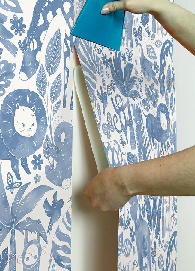 sweet-safari-blue-peel-and-stick-wallpaper-york-wallcoverings-nus4850 - York Wallcoverings Wallpaper