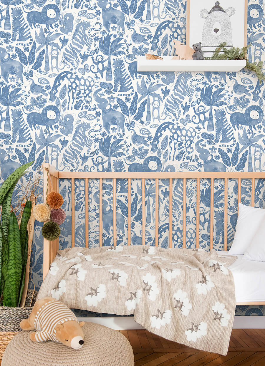 sweet-safari-blue-peel-and-stick-wallpaper-york-wallcoverings-nus4850 - York Wallcoverings Wallpaper