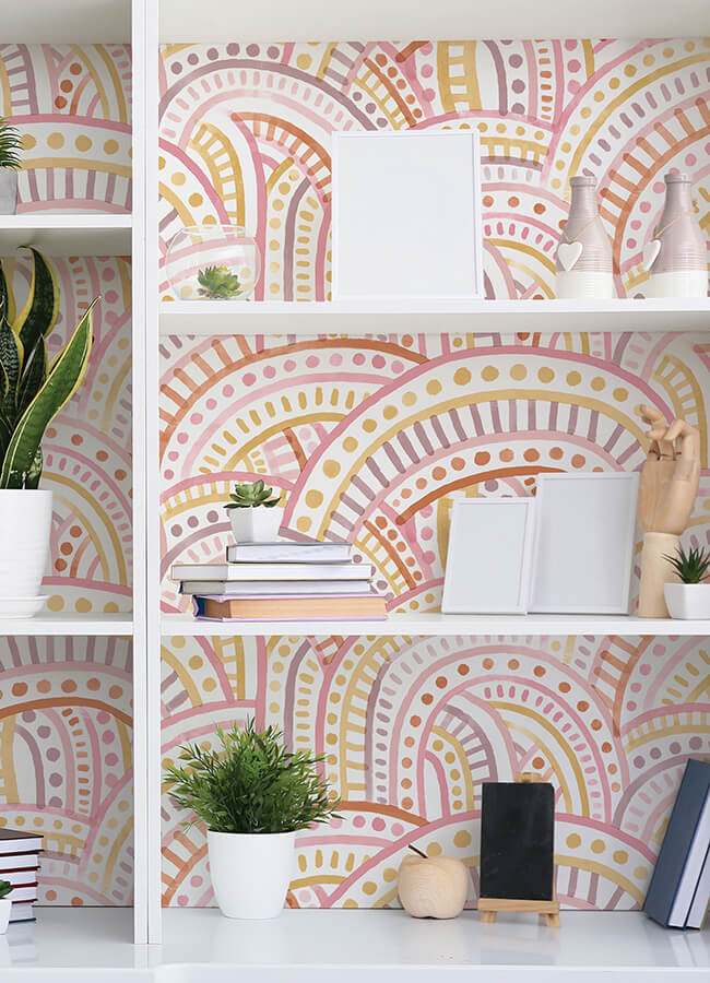 retro-rainbow-multi-warm-peel-and-stick-wallpaper-york-wallcoverings-nus4855 - York Wallcoverings Wallpaper