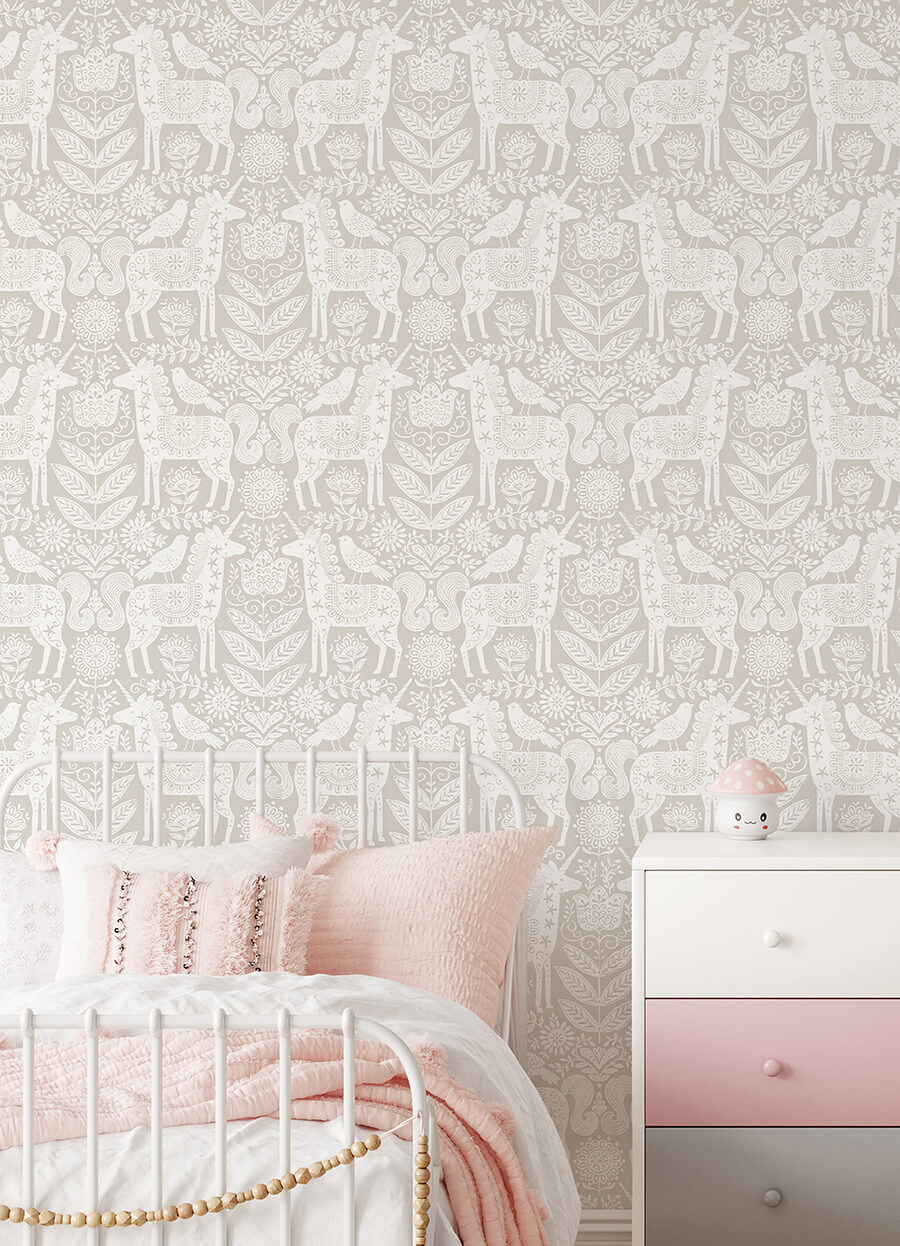 unicorn-stamp-taupe-peel-and-stick-wallpaper-york-wallcoverings-nus4856 - York Wallcoverings Wallpaper