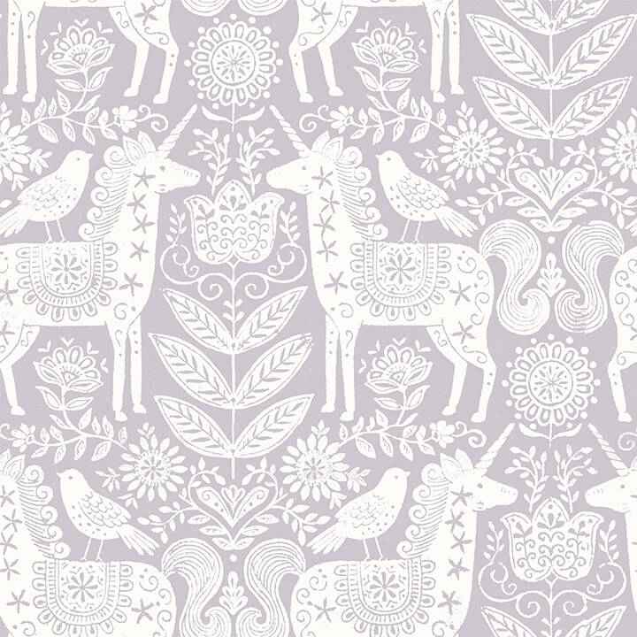 Unicorn Stamp Purple Peel and Stick Wallpaper - York Wallcoverings - NUS4857 - York Wallcoverings Wallpaper