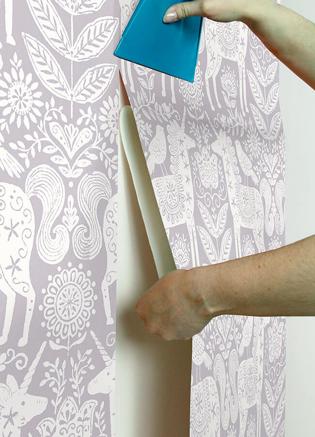 unicorn-stamp-purple-peel-and-stick-wallpaper-york-wallcoverings-nus4857 - York Wallcoverings Wallpaper