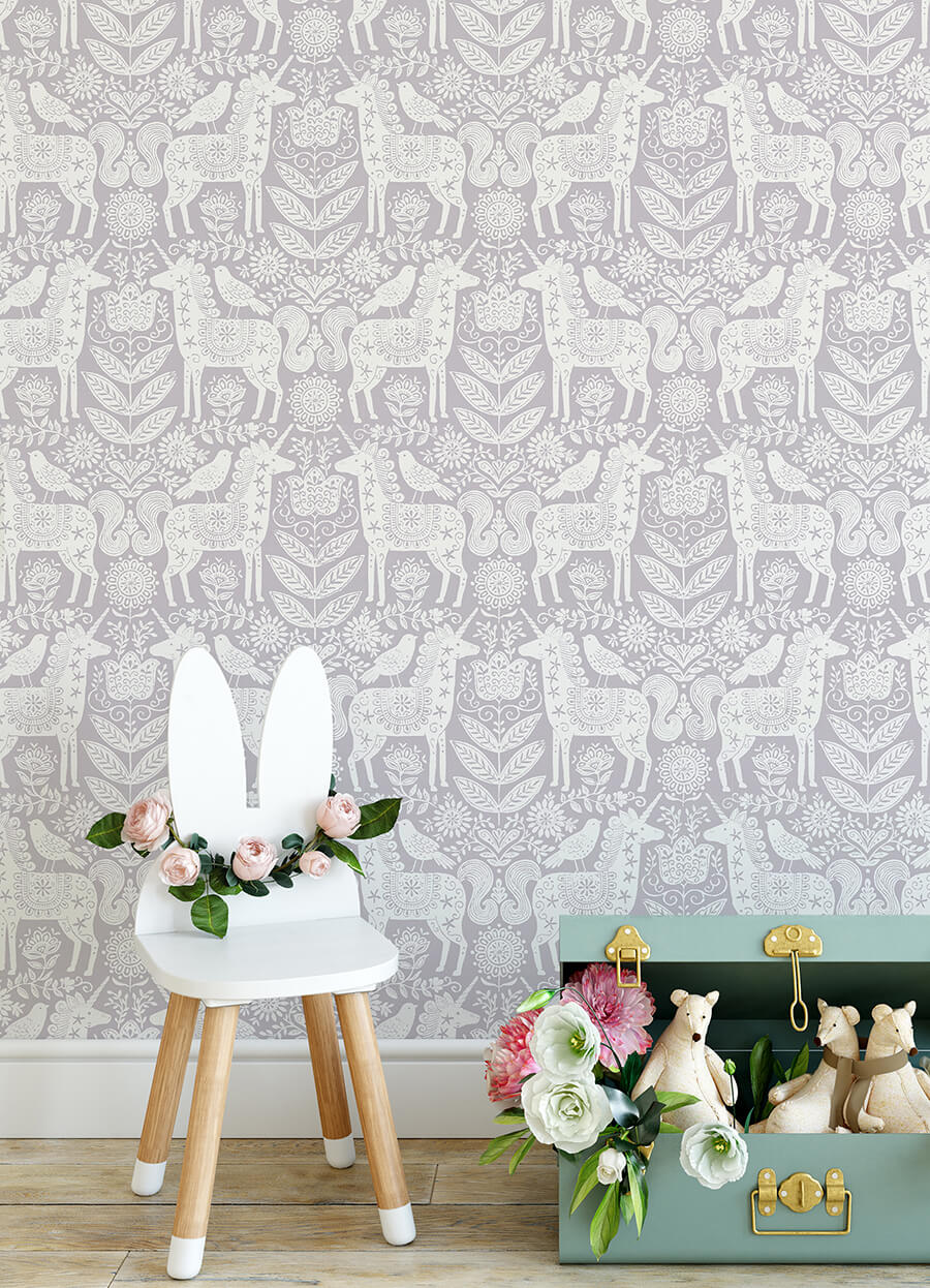 unicorn-stamp-purple-peel-and-stick-wallpaper-york-wallcoverings-nus4857 - York Wallcoverings Wallpaper