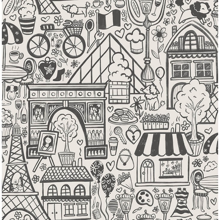 oui-paris-charcoal-peel-and-stick-wallpaper-york-wallcoverings-nus4859 - York Wallcoverings Wallpaper