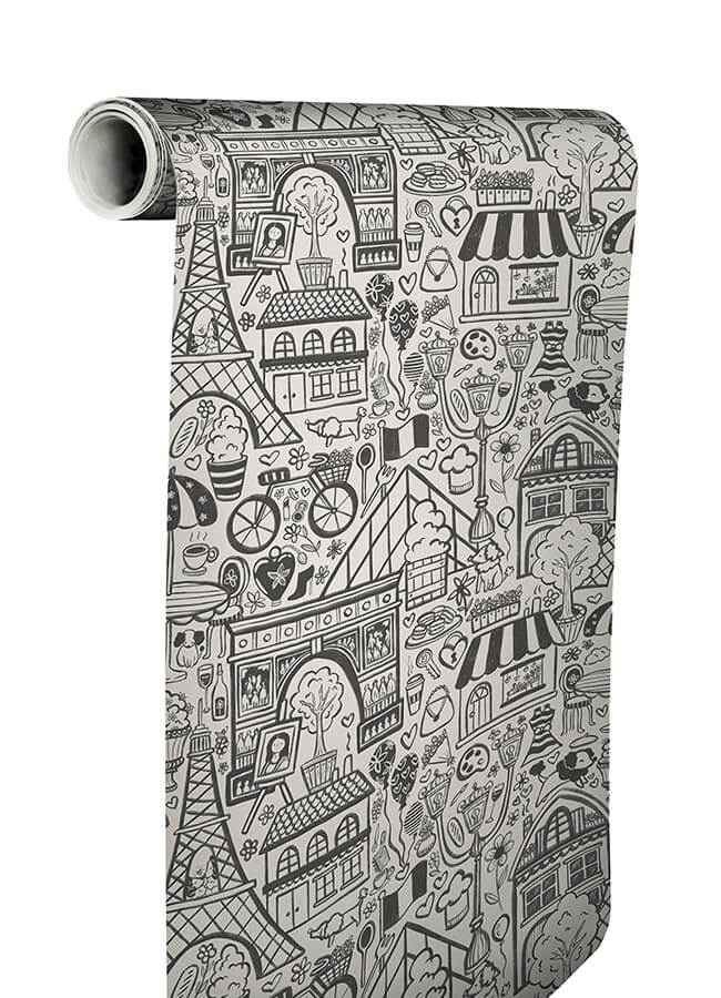 Oui Paris Charcoal Peel and Stick Wallpaper - York Wallcoverings - NUS4859 - York Wallcoverings Wallpaper
