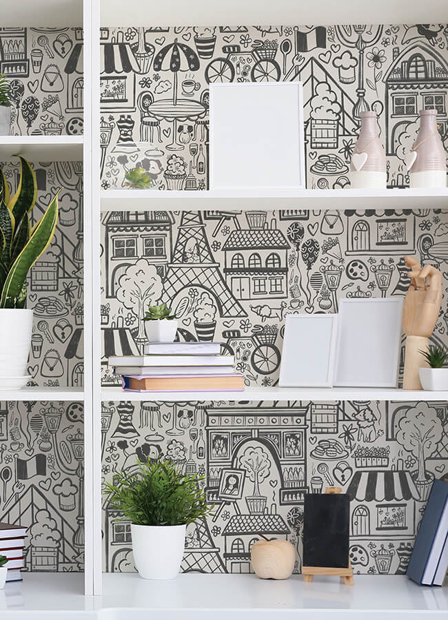 oui-paris-charcoal-peel-and-stick-wallpaper-york-wallcoverings-nus4859 - York Wallcoverings Wallpaper