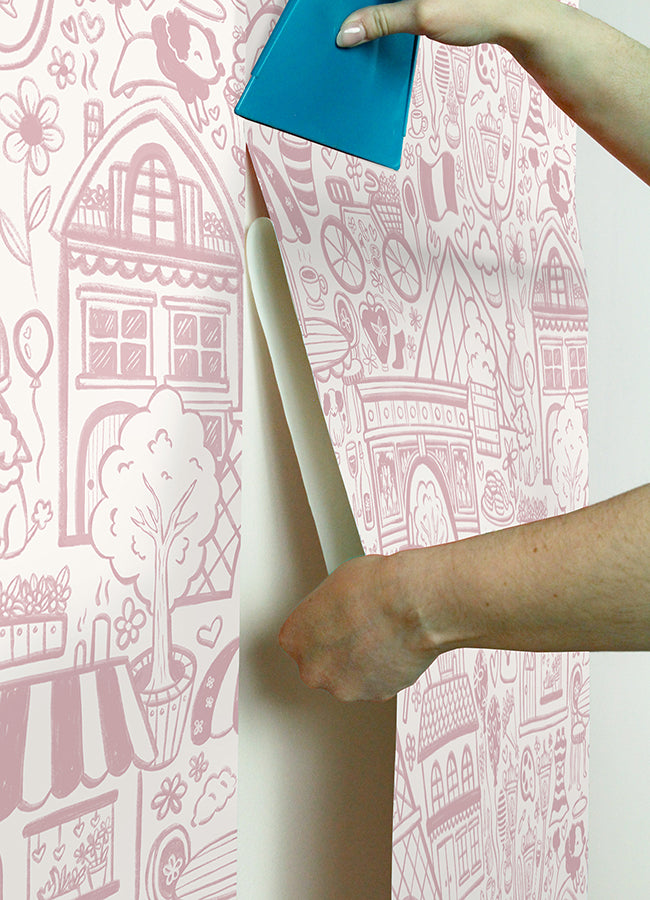 oui-paris-pink-peel-and-stick-wallpaper-york-wallcoverings-nus4860 - York Wallcoverings Wallpaper