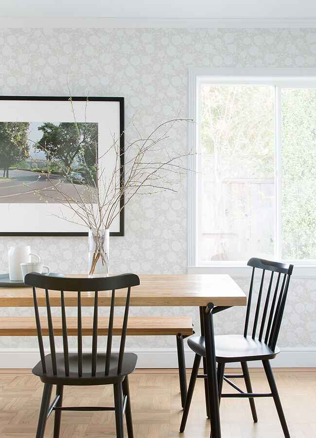 Lizette Light Grey Charming Floral Wallpaper - York Wallcoverings - 4080-15908 - York Wallcoverings Wallpaper