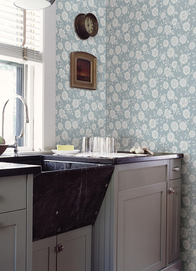 lizette-light-blue-charming-floral-wallpaper-york-wallcoverings-4080-15912 - York Wallcoverings Papel pintado
