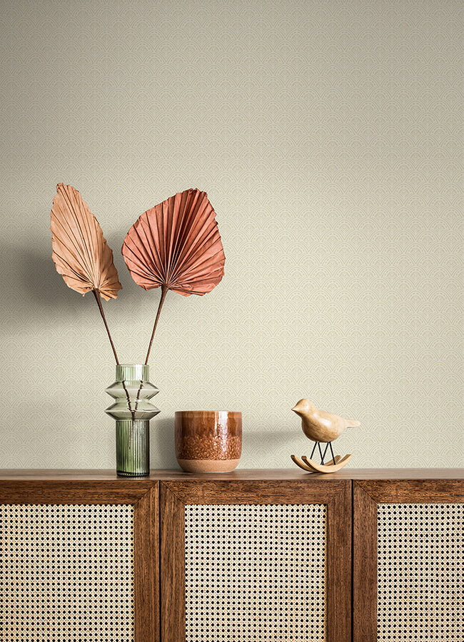 athena-cream-scalloped-botanical-wallpaper-york-wallcoverings-4080-15913 - York Wallcoverings Wallpaper