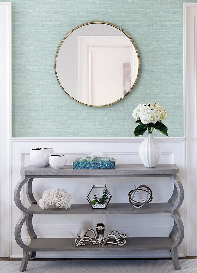 agave-aqua-faux-grasscloth-wallpaper-york-wallcoverings-4080-24282 - York Wallcoverings Wallpaper