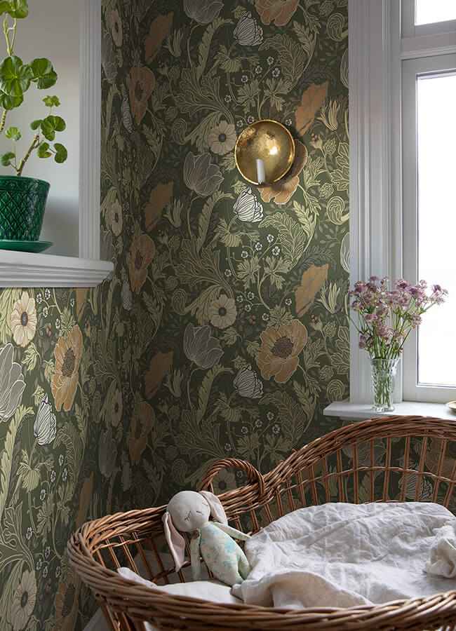 Anemone Green Floral Wallpaper - York Wallcoverings - 4080-44104 - York Wallcoverings Wallpaper