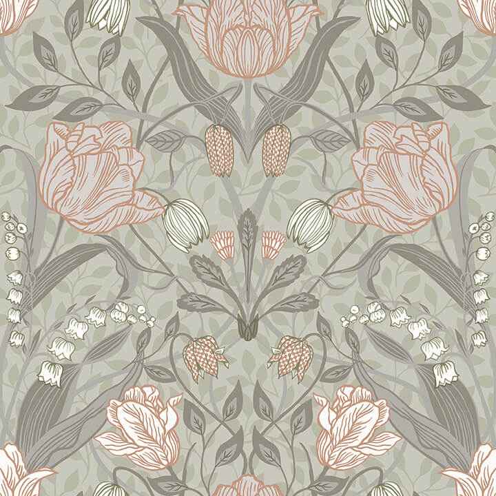 Filippa Grey Tulip Wallpaper - York Wallcoverings - 4080-44105