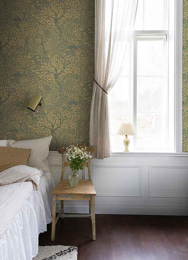 Olle Light Yellow Forest Sanctuary Wallpaper - York Wallcoverings - 4080-83107 - York Wallcoverings Wallpaper