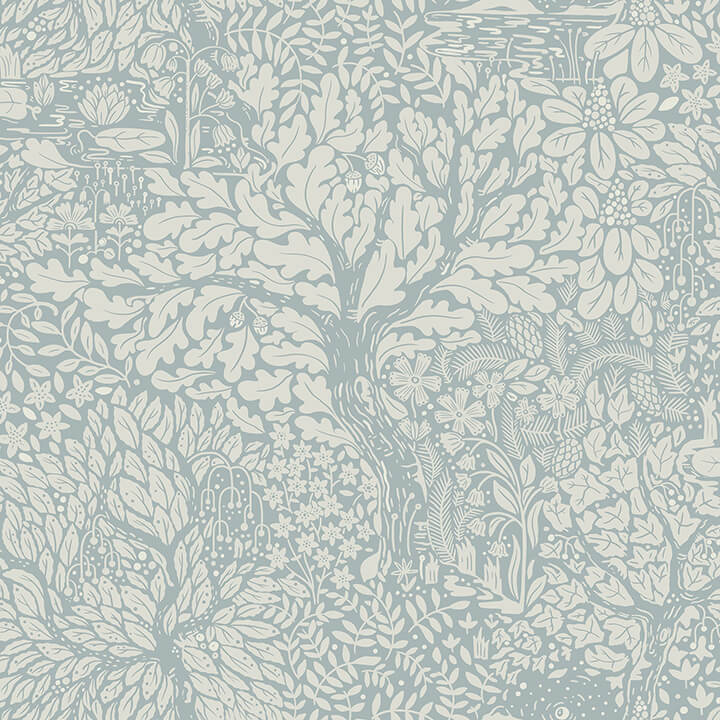 olle-light-blue-forest-sanctuary-wallpaper-york-wallcoverings-4080-83112 - York Wallcoverings Papel pintado