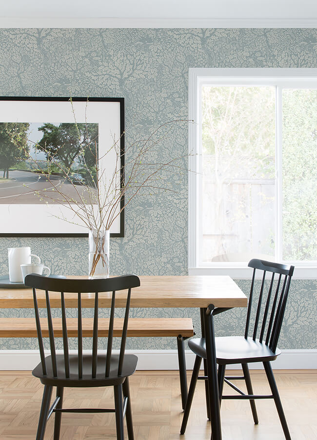 olle-light-blue-forest-sanctuary-wallpaper-york-wallcoverings-4080-83112 - York Wallcoverings Papel pintado