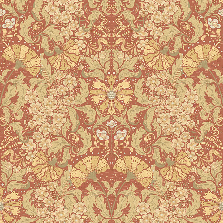 ojvind-rust-floral-ogee-wallpaper-york-wallcoverings-4080-83114 - York Wallcoverings Papel pintado