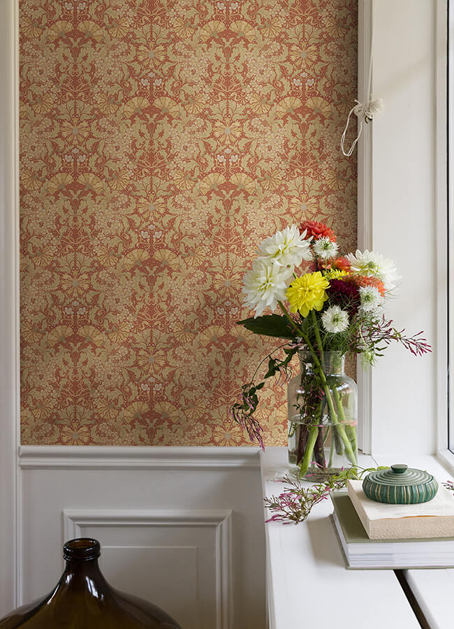 ojvind-rust-floral-ogee-wallpaper-york-wallcoverings-4080-83114 - York Wallcoverings Papel pintado