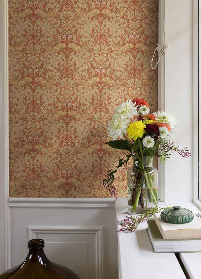 Ojvind Rust Floral Ogee Wallpaper - York Wallcoverings - 4080-83114 - York Wallcoverings Wallpaper