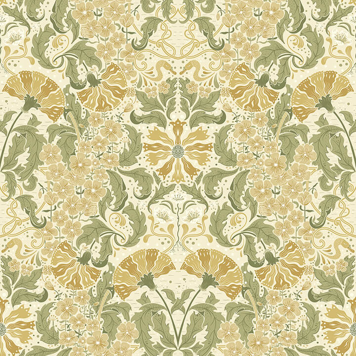 ojvind-gold-floral-ogee-wallpaper-york-wallcoverings-4080-83117 - York Wallcoverings Papel pintado