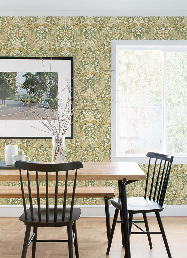 ojvind-gold-floral-ogee-wallpaper-york-wallcoverings-4080-83117 - York Wallcoverings Papel pintado