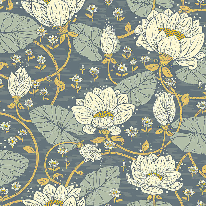 eva-blue-lotus-dreams-wallpaper-york-wallcoverings-4080-83122 - York Wallcoverings Papel pintado