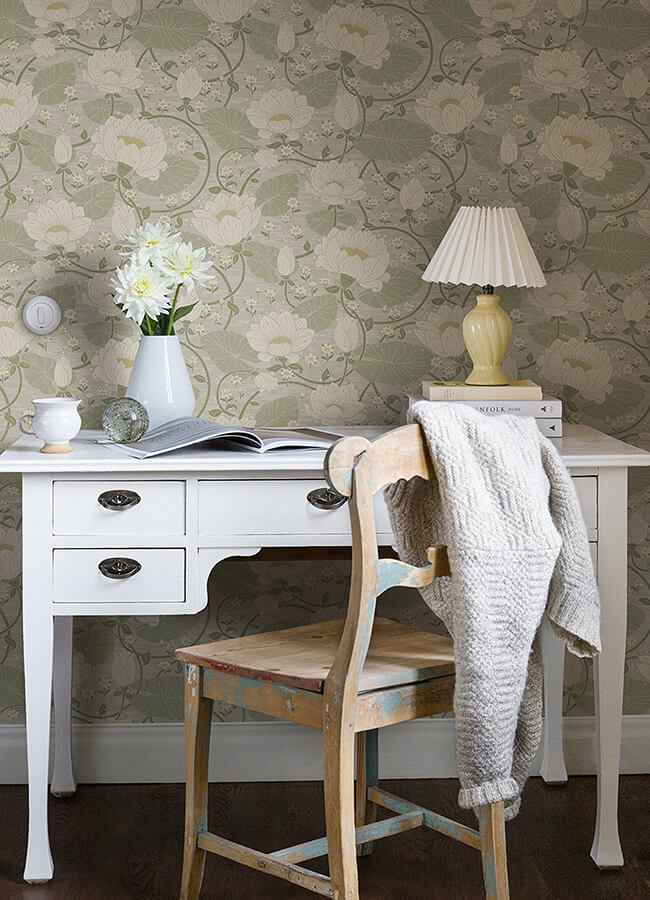 Eva Light Grey Lotus Dreams Wallpaper - York Wallcoverings - 4080-83124 - York Wallcoverings Wallpaper