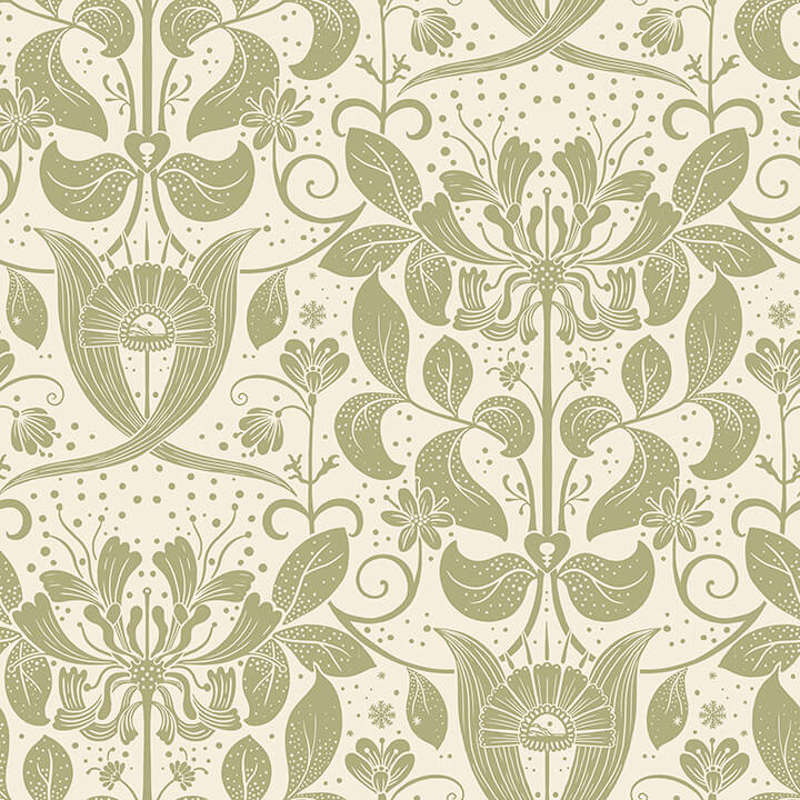 berit-olive-floral-crest-wallpaper-york-wallcoverings-4080-83127 - York Wallcoverings Wallpaper